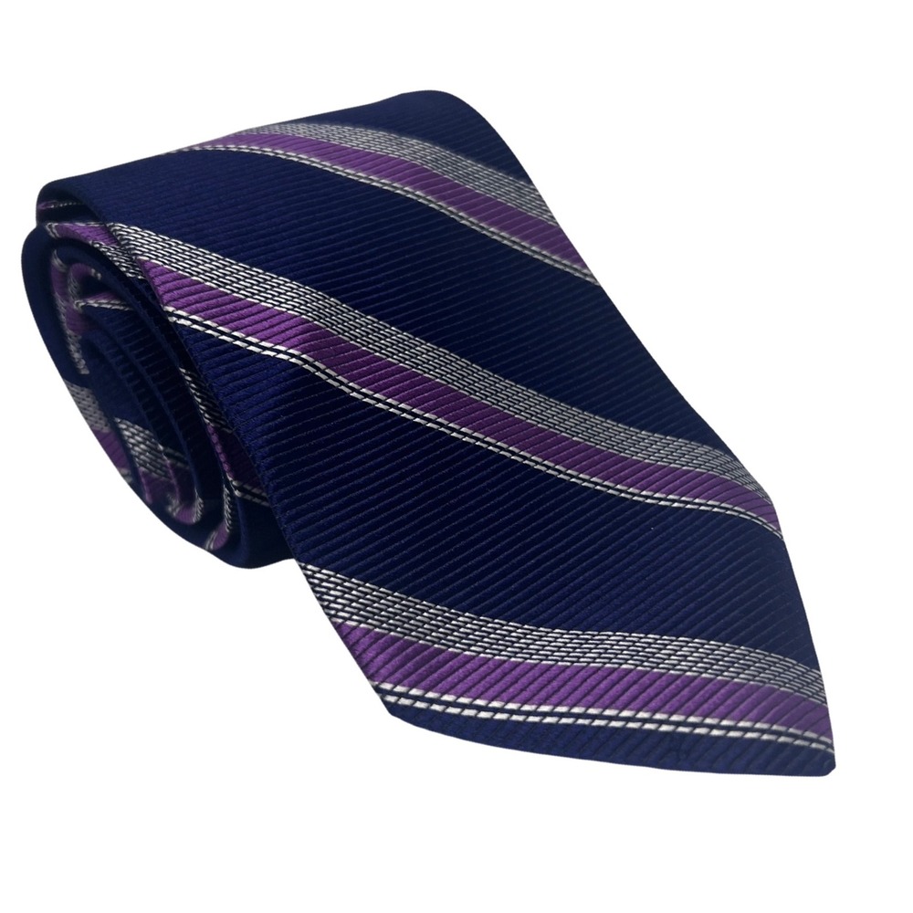 Brooks Brothers Silk Tie Mens OS Blue Purple Striped Repp Made‎ in USA England